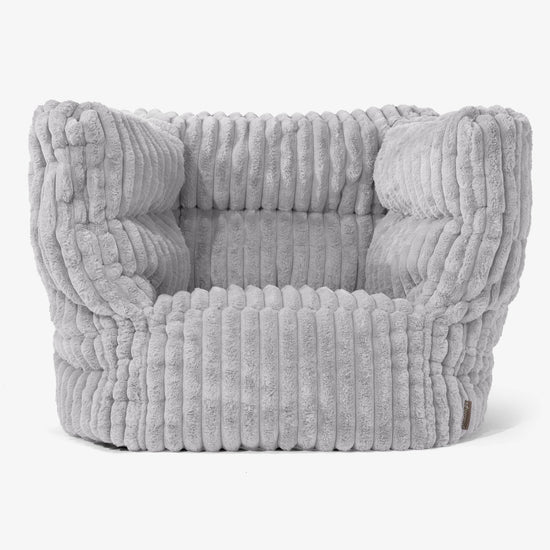 Albert Pouf Fauteuil Design - Velours Côtelé Ultra Pelucheux Gris 01