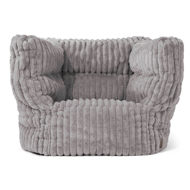 Albert Pouf Fauteuil Design - Velours Côtelé Ultra Pelucheux Gris 01