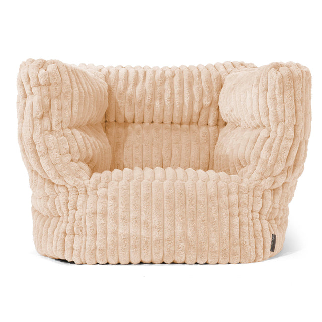 Albert Pouf Fauteuil Design - Velours Côtelé Ultra Pelucheux Pêche 01