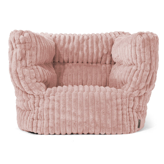 Albert Pouf Fauteuil Design - Velours Côtelé Ultra Pelucheux Rose Pastel 01