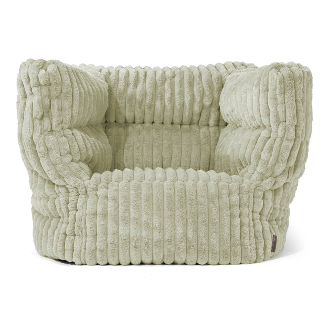 Albert Pouf Fauteuil Design - Velours Côtelé Ultra Pelucheux Vert Sauge 01