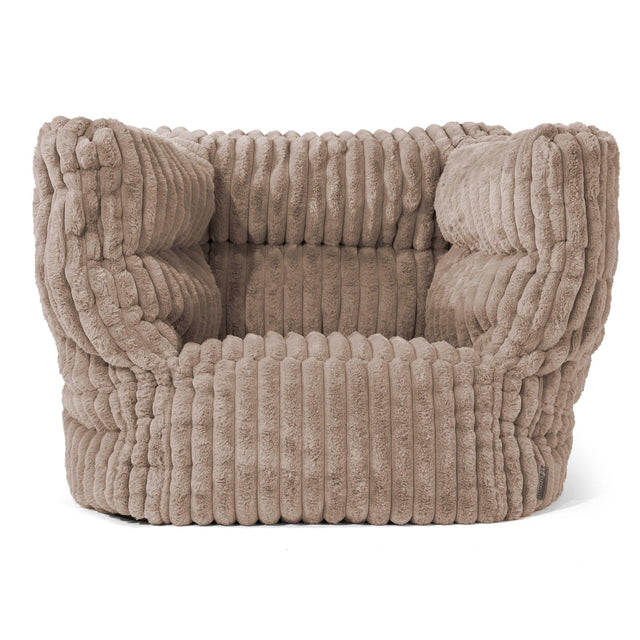 Albert Pouf Fauteuil Design - Velours Côtelé Ultra Pelucheux Vison 01