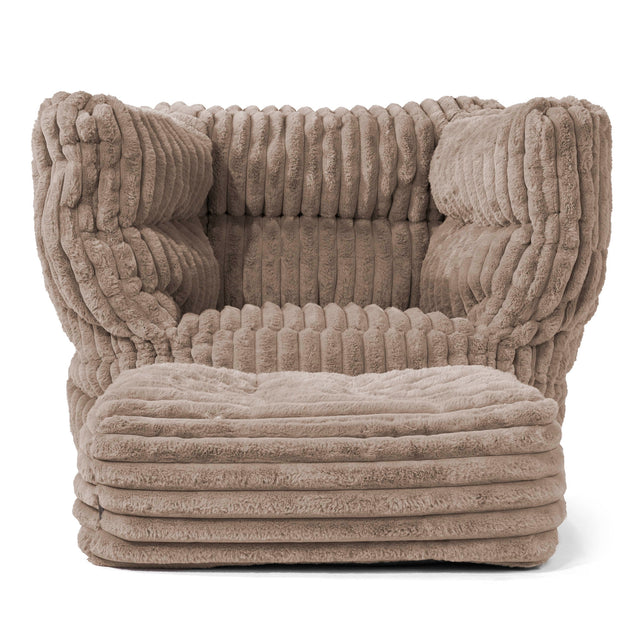Albert Pouf Fauteuil Design - Velours Côtelé Ultra Pelucheux Vison 02