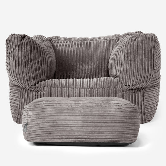 Albert Pouf Fauteuil Design - Côtelé Anthracite 02