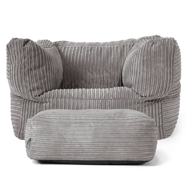 Albert Pouf Fauteuil Design - Côtelé Anthracite 02
