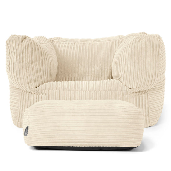 Albert Pouf Fauteuil Design - Côtelé Crème 02
