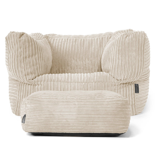 Albert Pouf Fauteuil Design - Côtelé Crème 02
