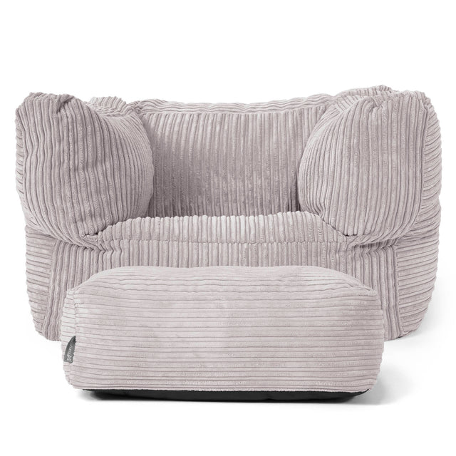 Albert Pouf Fauteuil Design - Côtelé Gris Argent 02