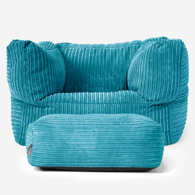 Albert Pouf Fauteuil Design - Côtelé Mer Égéé 02