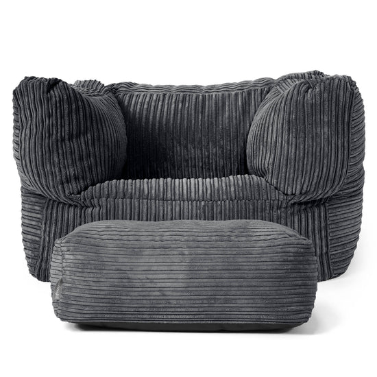 Albert Pouf Fauteuil Design - Côtelé Noir 02