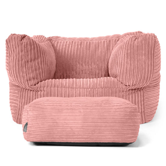 Albert Pouf Fauteuil Design - Côtelé Pêche 02