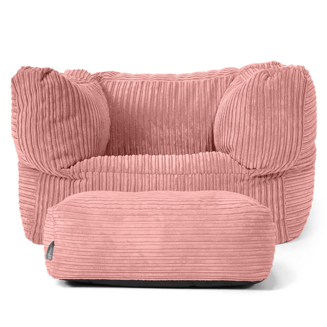 Albert Pouf Fauteuil Design - Côtelé Pêche 02
