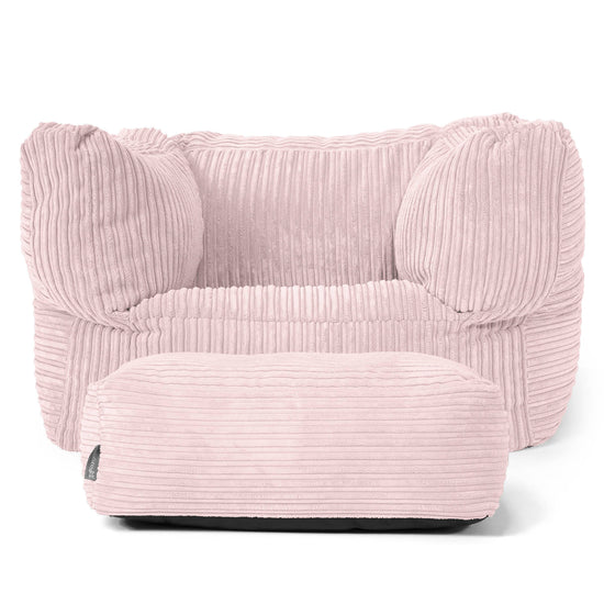 Albert Pouf Fauteuil Design - Côtelé Rose 02