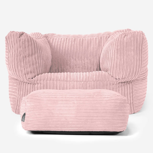 Albert Pouf Fauteuil Design - Côtelé Rose 02
