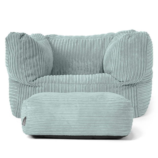 Albert Pouf Fauteuil Design - Côtelé Verte Menthe 02