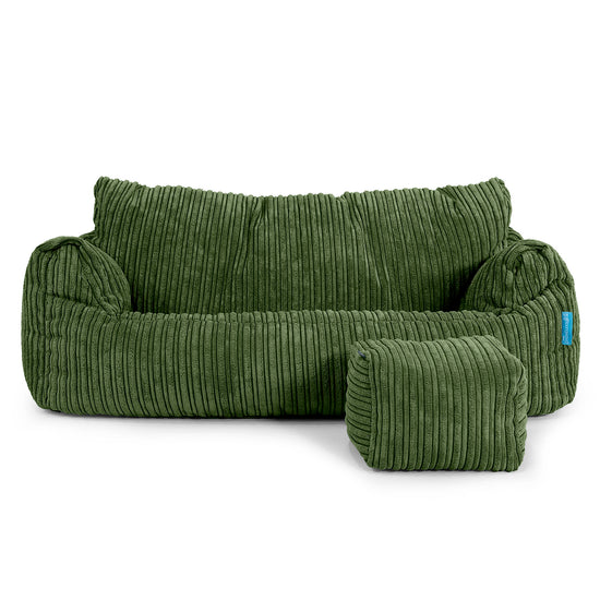 Joséphine Canapé Pouf pour Enfant 1-5 ans - Côtelé Vert Forêt 02