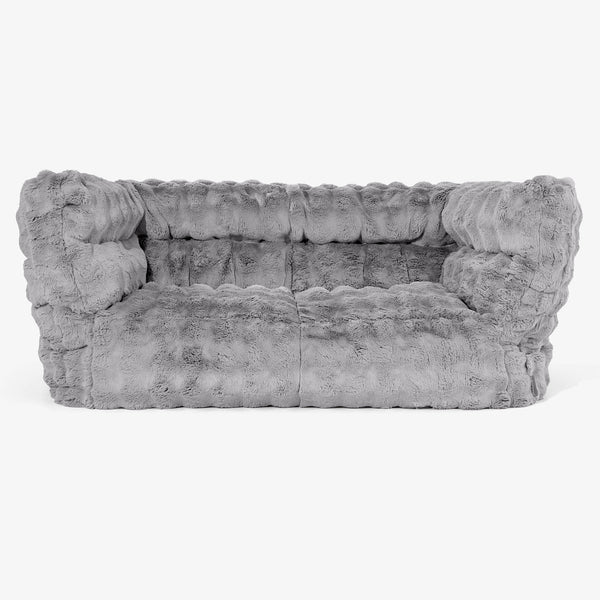 Canapé Pouf Albert 2 places 2.0 - Fausse Fourrure à Bulles Gris 01