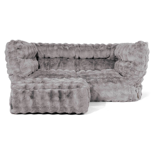 Canapé Pouf Albert 2 places 2.0 - Fausse Fourrure à Bulles Gris 02