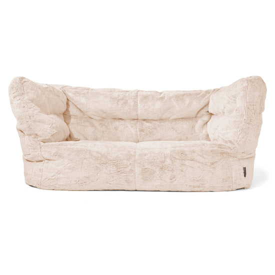 Canapé Pouf Albert 2 places - Fausse Fourrure Lapin Blanc 01