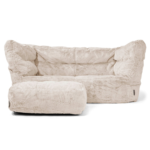 Canapé Pouf Albert 2 places - Fausse Fourrure Lapin Brun Doré 02