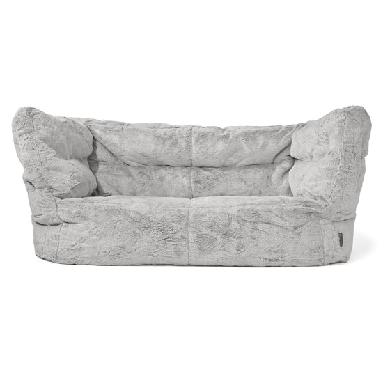 Canapé Pouf Albert 2 places - Fausse Fourrure Lapin Gris clair 01