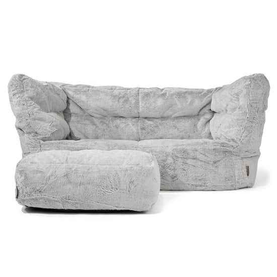 Canapé Pouf Albert 2 places - Fausse Fourrure Lapin Gris clair 02