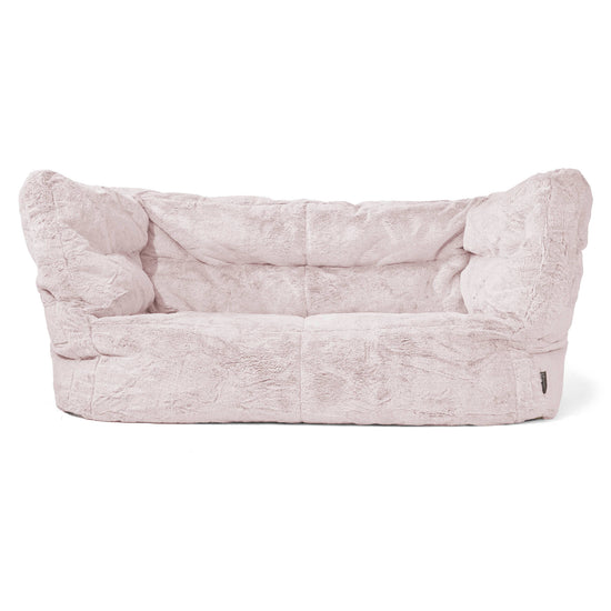 Canapé Pouf Albert 2 places - Fausse Fourrure Lapin Rose Pastel 01