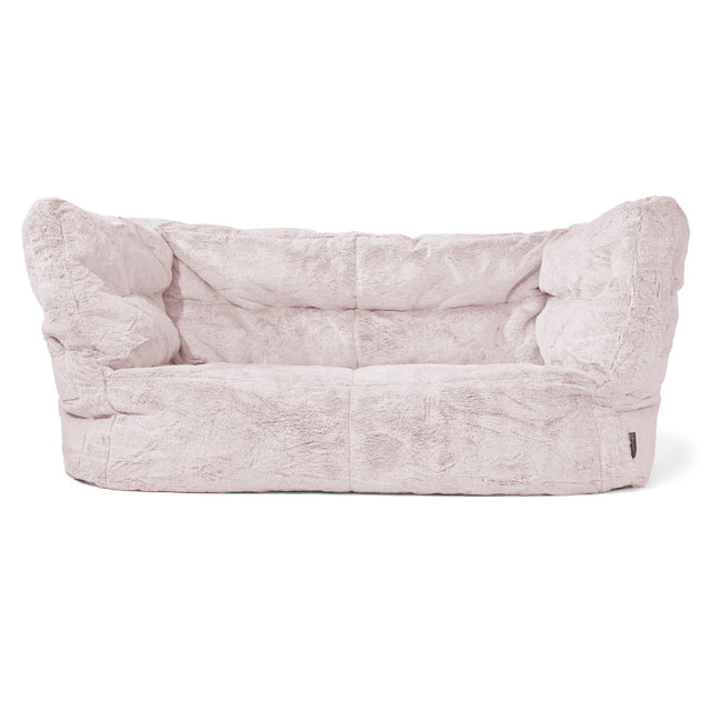 Canapé Pouf Albert 2 places - Fausse Fourrure Lapin Rose Pastel 01
