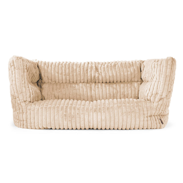 Canapé Pouf Albert 2 places - Velours Côtelé Ultra Pelucheux Crème 01