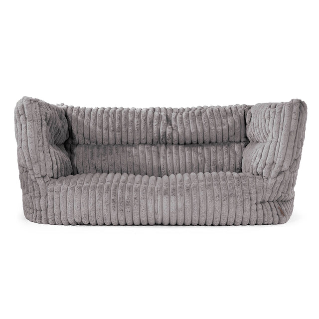 Canapé Pouf Albert 2 places - Velours Côtelé Ultra Pelucheux Gris 01