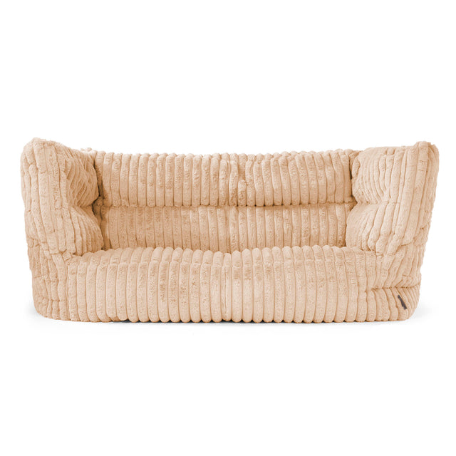 Canapé Pouf Albert 2 places - Velours Côtelé Ultra Pelucheux Pêche 01