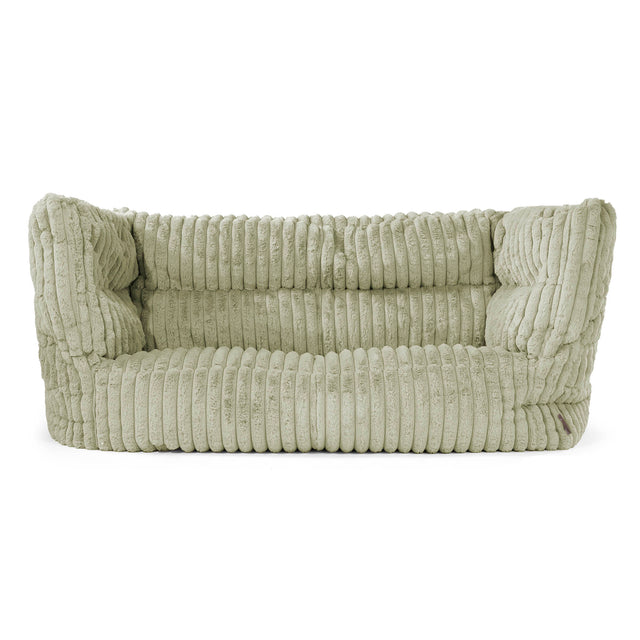 Canapé Pouf Albert 2 places - Velours Côtelé Ultra Pelucheux Vert Sauge 01