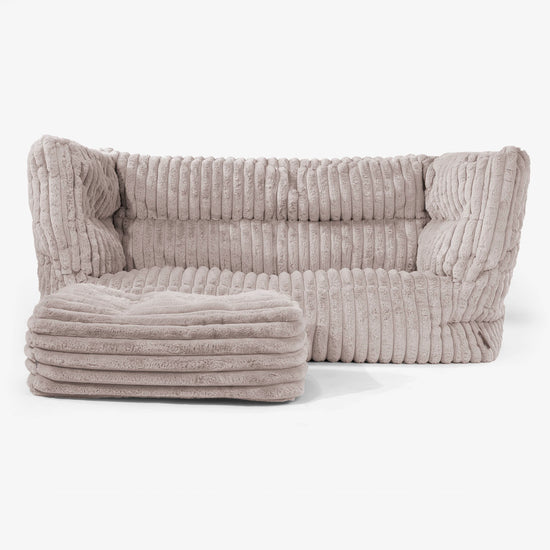 Canapé Pouf Albert 2 places - Velours Côtelé Ultra Pelucheux Vison 02