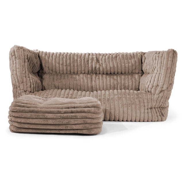 Canapé Pouf Albert 2 places - Velours Côtelé Ultra Pelucheux Vison 02
