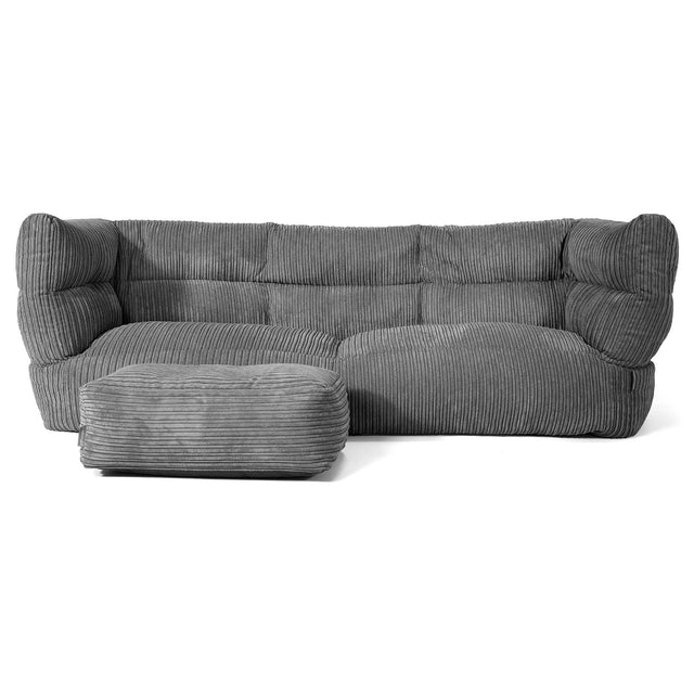 Canapé Pouf Albert 3 places - Côtelé Gris Ardoise 02
