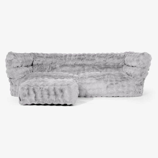 Canapé Pouf Albert 3 places 2.0 - Fausse Fourrure à Bulles Gris 02