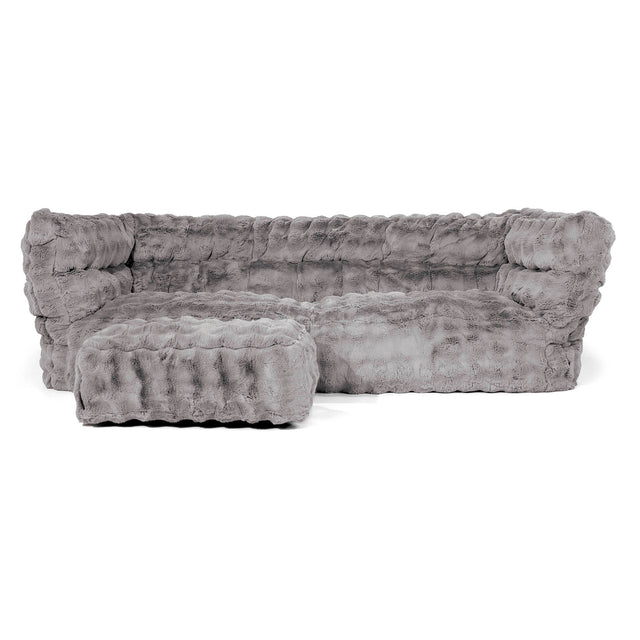 Canapé Pouf Albert 3 places 2.0 - Fausse Fourrure à Bulles Gris 02
