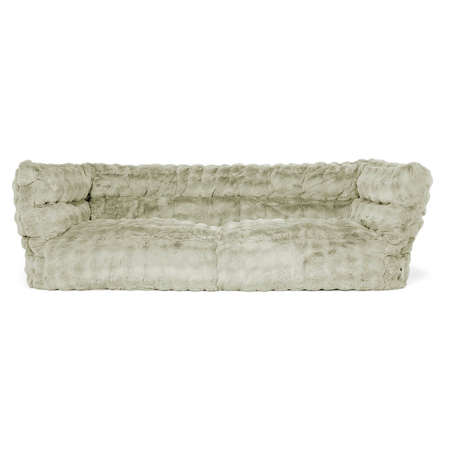 Canapé Pouf Albert 3 places 2.0 - Fausse Fourrure à Bulles Vert Sauge 01