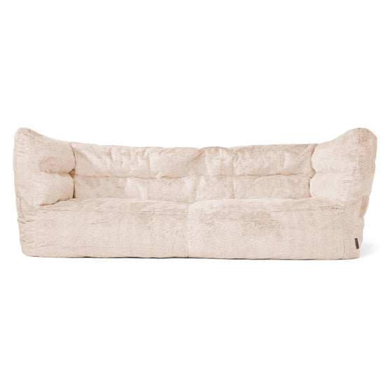 Canapé Pouf Albert 3 places - Fausse Fourrure Lapin Blanc 01