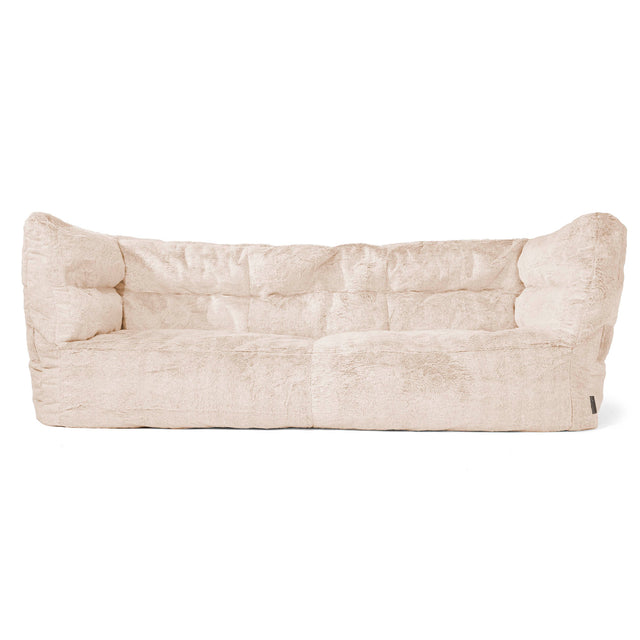 Canapé Pouf Albert 3 places - Fausse Fourrure Lapin Blanc 01