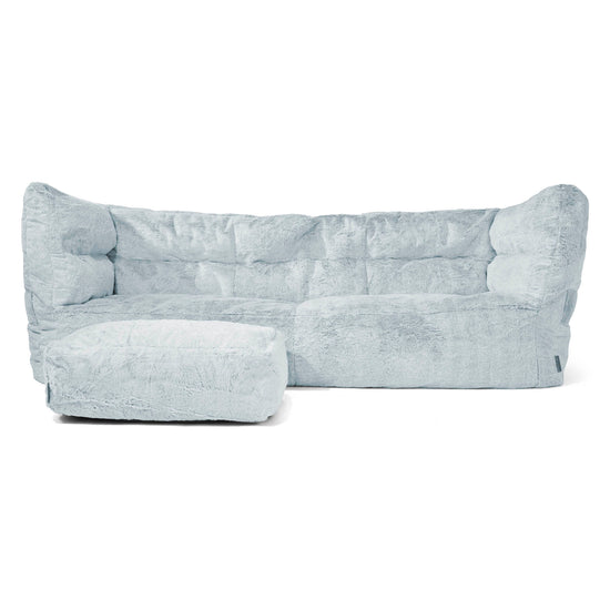 Canapé Pouf Albert 3 places - Fausse Fourrure Lapin Bleu Pastel 02