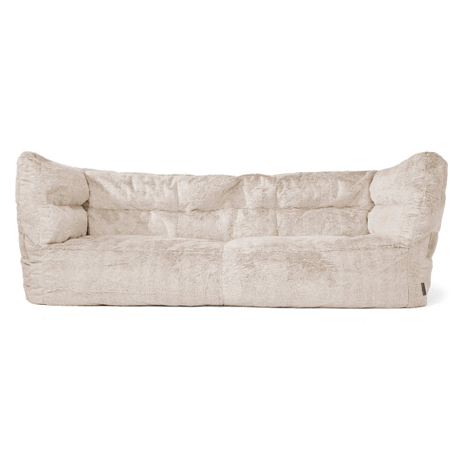 Canapé Pouf Albert 3 places - Fausse Fourrure Lapin Brun Doré 01