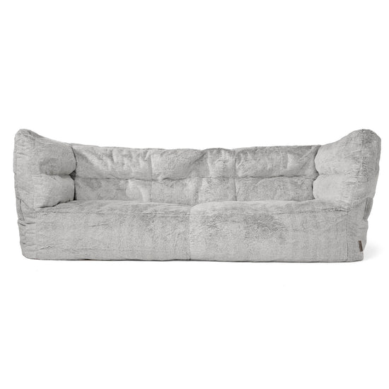Canapé Pouf Albert 3 places - Fausse Fourrure Lapin Gris clair 01