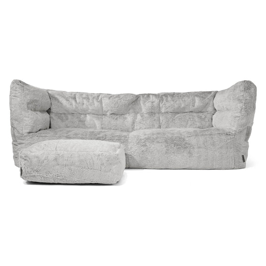 Canapé Pouf Albert 3 places - Fausse Fourrure Lapin Gris clair 02