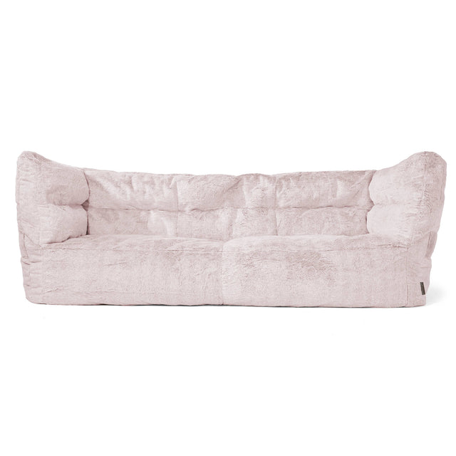 Canapé Pouf Albert 3 places - Fausse Fourrure Lapin Rose Pastel 01