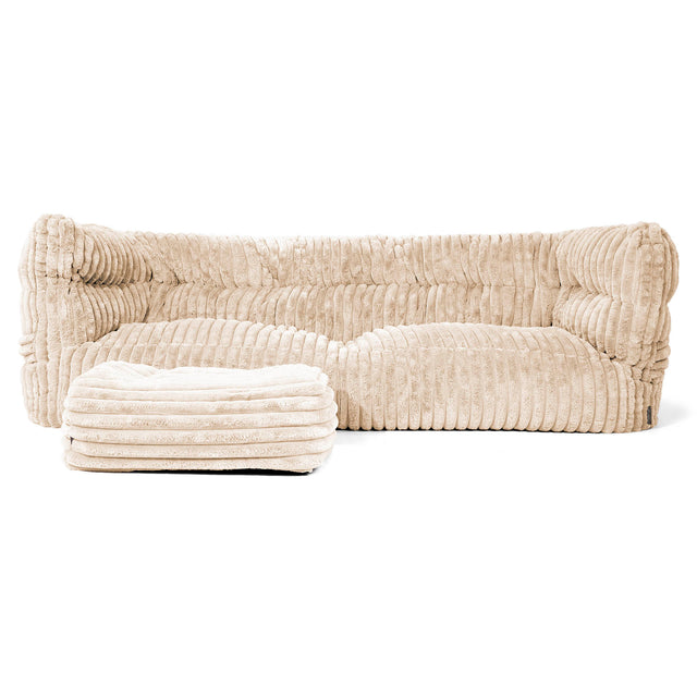 Canapé Pouf Albert 3 places 2.0 - Velours Côtelé Ultra Pelucheux Crème 02