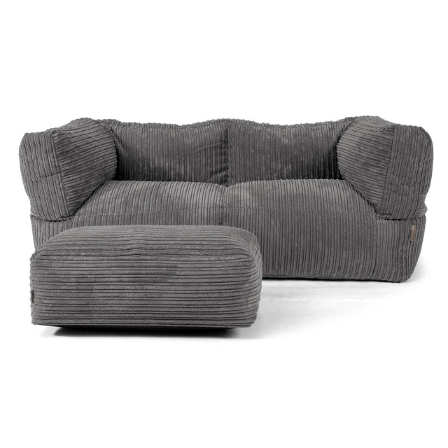 Canapé Pouf Albert 2 places - Côtelé Gris Ardoise 02