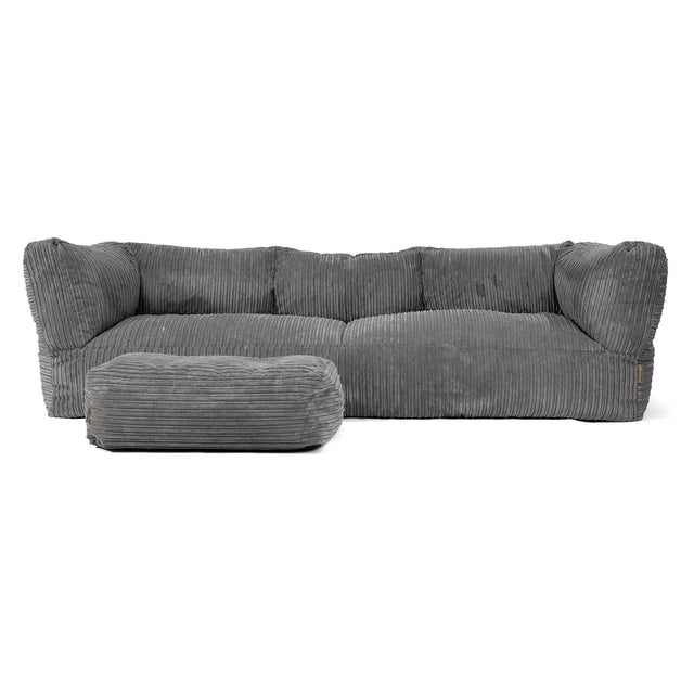 Canapé Pouf Albert 3 places - Côtelé Gris Ardoise 02