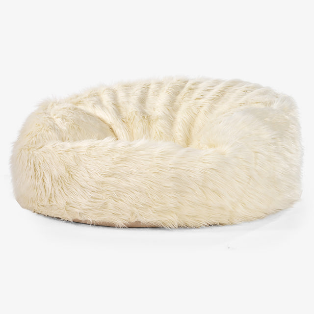 Canapé Pouf Géant Mammouth - Imitation fourrure à poils longs Crème 01