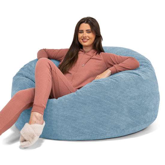 Canapé Pouf Géant Mammouth - Pompon Bleu Ciel 01